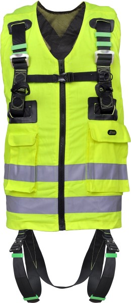 Kratos Body harness with yellow high visibility work vest, PPE, EN361, EN471