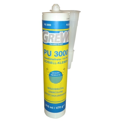 Grewi PU 3000: Solvent-free 1-component PU adhesive 310ml/470g, universally applicable polyurethane assembly adhesive