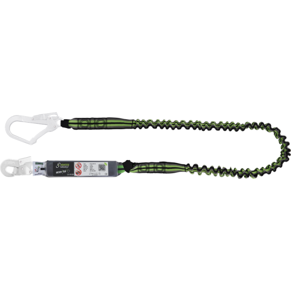 Kratos Energy absorbing expandable lanyard 2 m with 2 connectors, PPE, EN355