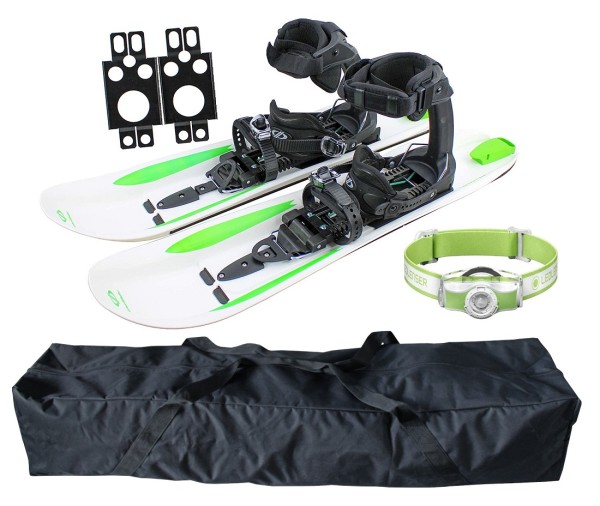 Crossblades with Softboot Binding incl. Bag, Crampons and Headlamp. Snowshoes for skiing, hiking, 1 device for 3 winter sports