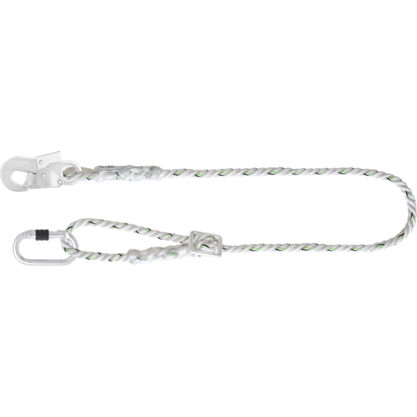 Kratos Work Positioning Twisted Rope Lanyard with ring adjuster and connectors, EN358, PPE