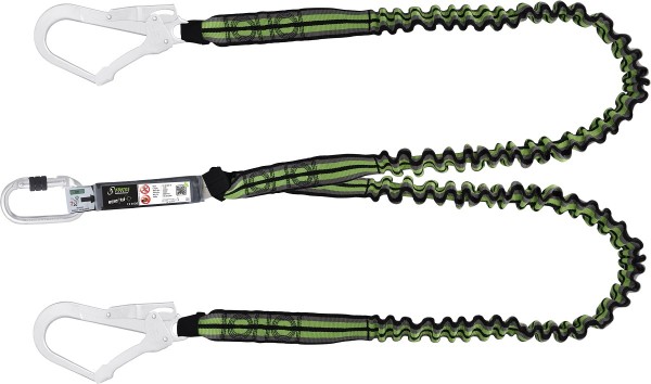 Kratos Forked energy absorbing expandable lanyard, 1.50 mtr with connectors, PPE, EN355