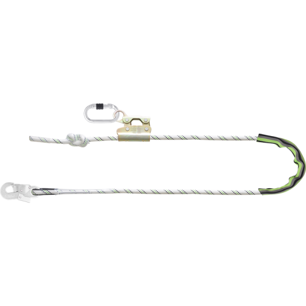 Kratos Work Positioning Kernmantle Rope Lanyard with grip adjuster and connectors, 2 m, EN358, PPE