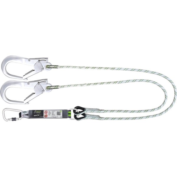 Kratos forked energy absorbing kernmantle rope lanyard 1,50 m, with aluminium connectors, EN355, PPE
