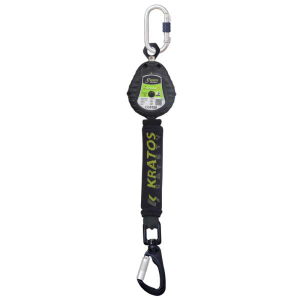 Kratos Olympe-S2, retractable fall arrester with polymer casing and webbing lanyard, PPE, lg. 2 m