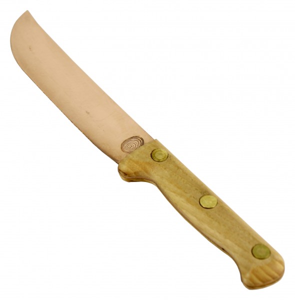 OJ Bron couteau en cuivre UNICO, Couteau de cuisine forgé à la main, manche en bois de frêne