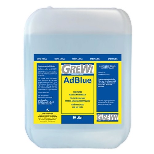 Grewi AdBlue Harnstofflösung 10 Liter mit Ausgießer, Hochreines NOx-Reduktionsmittel