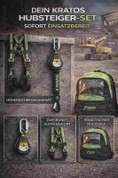 Kratos Safety Hubsteiger Sicherheitsset, Fallschutz-Set mit Kratos Auffanggurt EN361, Kratos Höhensicherungsgerät 1,75m mit Bandfalldämpfer und integriertem Bremssystem EN360, Rucksack, PSA, CE-Zertifiziert