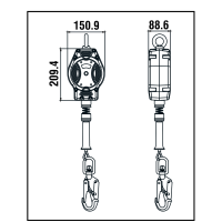 Kratos Safety Helixon-S Stahldrahtseil, Höhensicherungsgerät mit automatischem Rückzug, EN360, PSA 7,0 m