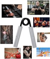 Go Strong Aluminium Handtrainer 100 lbs, für maximale Griffkraft, Unterarmtrainer mit Griffpolster, Feder aus schwarzen gehärtetem Stahl, Handmuskeltrainer