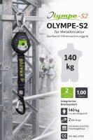 Kratos Safety Olympe-S2 Gurtband, Höhensicherungsgerät mit Aluminiumhaken, Bandfalldämpfer und integriertem Bremssystem, Fallfaktor 2, Länge 2 m, EN360, PSA