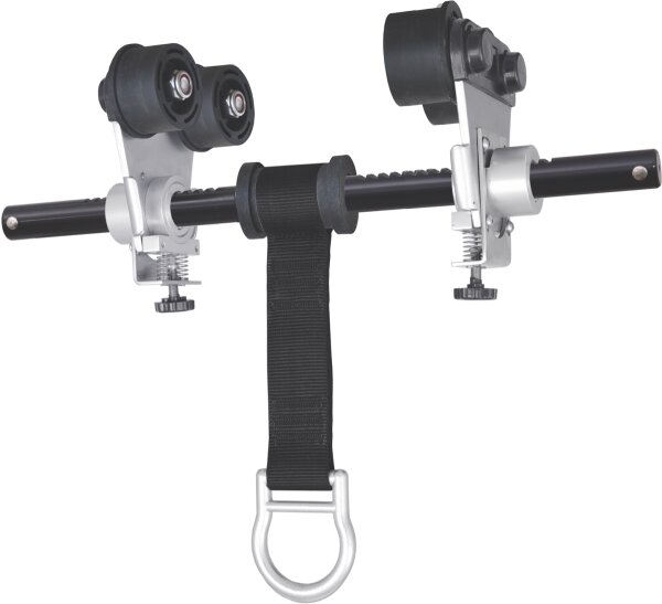 Kratos Safety Dielektrischer, Beweglicher Anschlagpunkt mit Rollen für Stahlträger, Trägerklemme fahrbar und verstellbar von 8 bis 25 cm, PSA