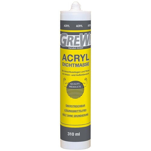 Grewi Acryl Dichtmasse, weiß, Fugendichtstoff UV- und Frostbeständig, 310 ml Kartusche