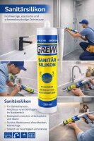Grewi Sanitär Silikon, Schimmelbeständig, 310 ml Kartusche, diverse Farben