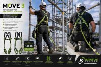 Kratos Safety MOVE 3 Auffanggurt S-L für Gerüstbau – EN 361 Sicherheitsgurt mit Schnellverschlüssen, 140 kg (FA1010700A)
