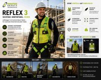 Kratos Safety Reflex 3, Auffanggurt mit hoch sichtbarer Arbeitsweste und Gurtbändern, Warnweste, Sicherheitsweste mit Gurt, PSA, EN361