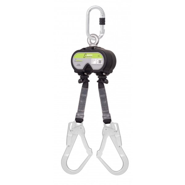 Kratos Safety OLYMPE TWIN Höhensicherungsgerät 2 m mit Gurtband und Aluminiumgehäuse | EN 360