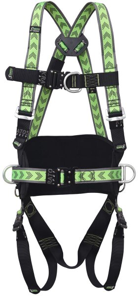 Kratos Safety Zweipunkt Auffanggurt mit Haltegurt und 4 Schnellverschluss Schnallen, PSA, EN361, EN358, mit Seriennummer